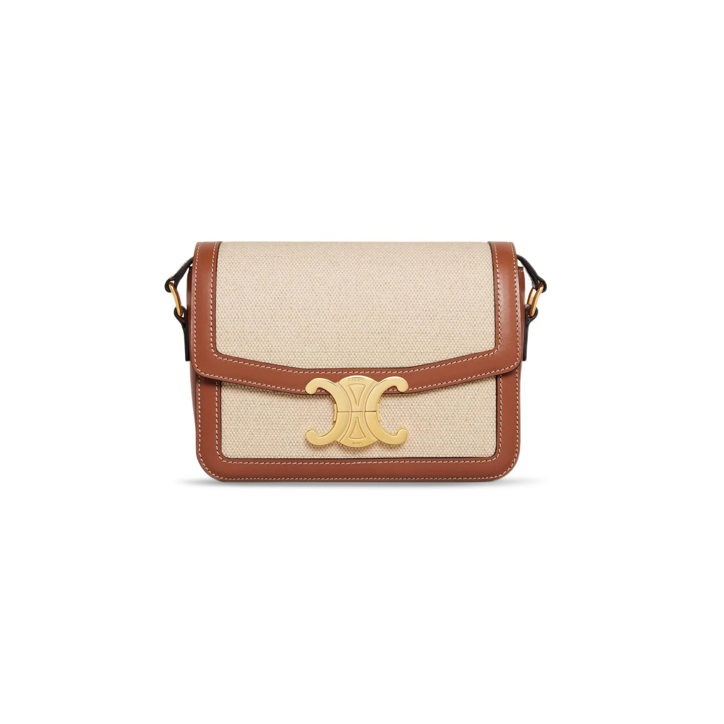 Ce**e small teen triomphe bag in textile and calfskin 188882bgi.04lv (18.5*14*6cm)